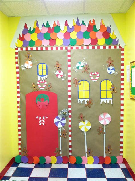 mine and kaitlyn s gingerbread house classroom door for our door decorating contest cool