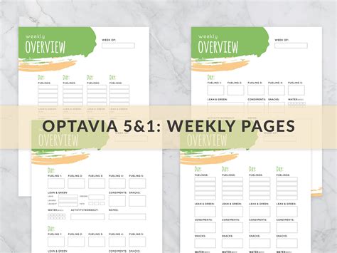 Optavia 5 and 1 Journal Pages, Optavia 5 and 1 Planner, Weight-loss