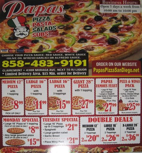 1 Papas Pizza The Best Pizza In San Diego Ca