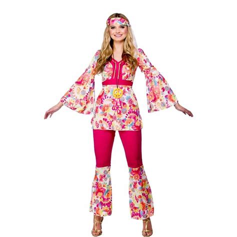 Ladies 60 S 70 S Hippie Costumes Flower Power Retro Festival Fancy Dress Uk 6 28 Ebay