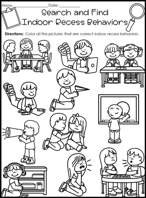 We have lots of free online games, songs, stories and activities for children. Behavior Search and Find Activities- Back to School | Kindergarten worksheets, Kindergarten ...