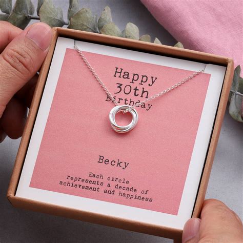 Sterling Silver Happy 30th Birthday Necklace By Attic