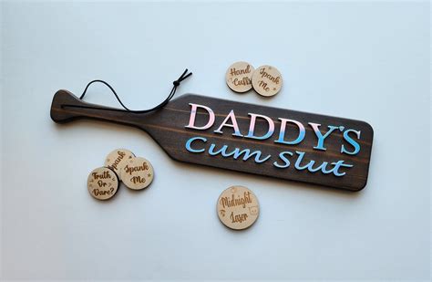 Daddys Cum Slut Bdsm Spanking Paddle Personalized Kinky Paddle Impact Play Paddle Sex Toy