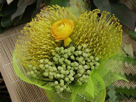 Yellow Pincushion Protea Bouquet Californias Resendiz Brothers