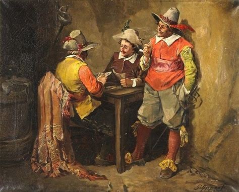 Cavaliers Playing Cards Painting George Appert Oil Paintings