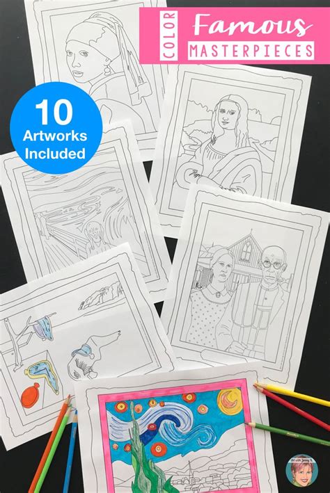 Art History Famous Artwork Coloring Pages 10 Famous Masterpieces