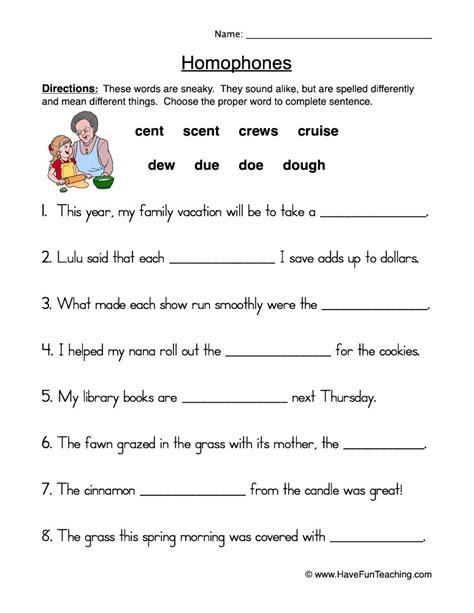 Completing Sentences Using Homophones Worksheet By Teach Simple