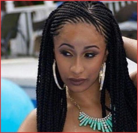 Hairstyles to protect natural hair (1). Side Cornrow with Weave Hairstyle 150932 Cardi B Lahh ...