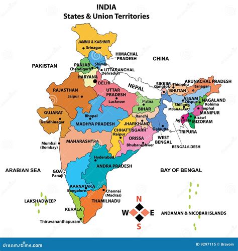 Labeled Map Of India With States