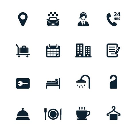 Hotel And Hotel Amenities Services Icons 7774699 Vector Art At Vecteezy
