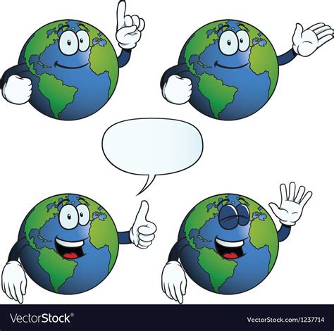 Collection Of Smiling Earth Globes With Various Gestures Download A