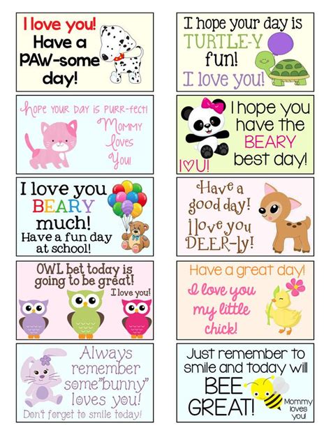 Daughter Free Printable Lunchbox Notes Print The Page Then Cut Out Each