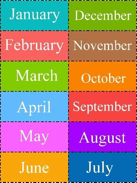 An Image Of Months Of The Year With Different Colors And Font On It