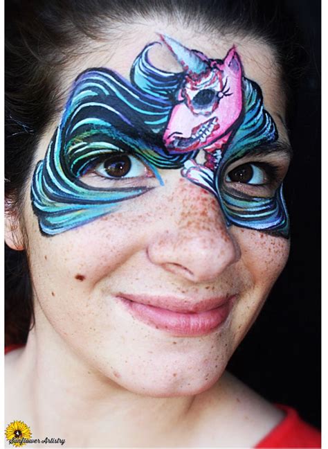 Halloween Unicorn Face Paint By Lea Holman Face Face Paint Carnival Face Paint