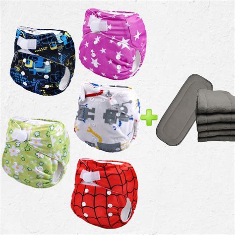 New Cute 5pcs Cartoon Character Diapers Prefolds Leakproof With Bamboo