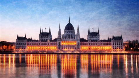 Download Wallpaper 1920x1080 Hungary Budapest Night Parliament