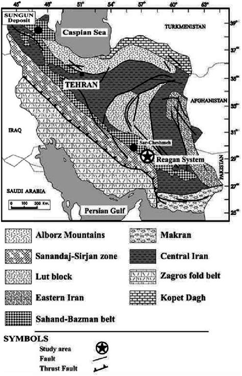 Geological Map Of Iran Modified From Shahabpour Showing Major
