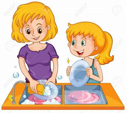 Clipart Help Boy Dishes Helping Housework Mom