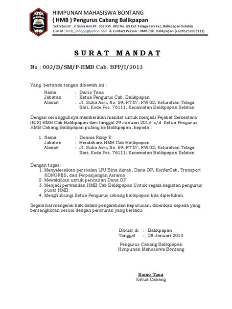 Text of contoh surat mandat. Surat Mandat BPP
