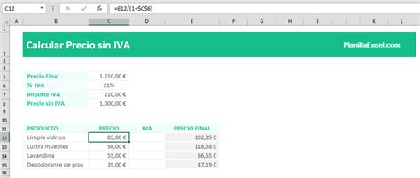 C Mo Calcular El Iva En Excel Planillaexcel