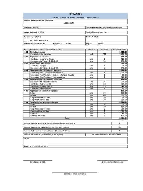 Formatos 01 02 Mantenimiento De Locales Escolares 2011xls