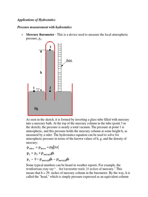 Applications Of Hydrostatics Pressure Measurement Pressure