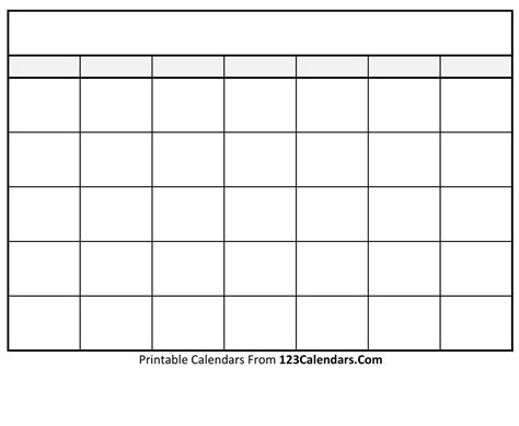 Free Printable Blank Calendar 123calendarscom Blank Calendar Calendar