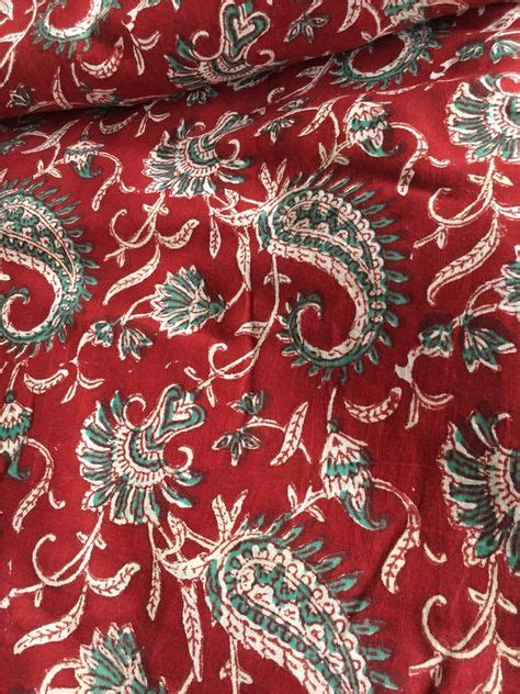 Hand Block Print Fabric Indian Mulmul Cotton Fabric Floral Paisley