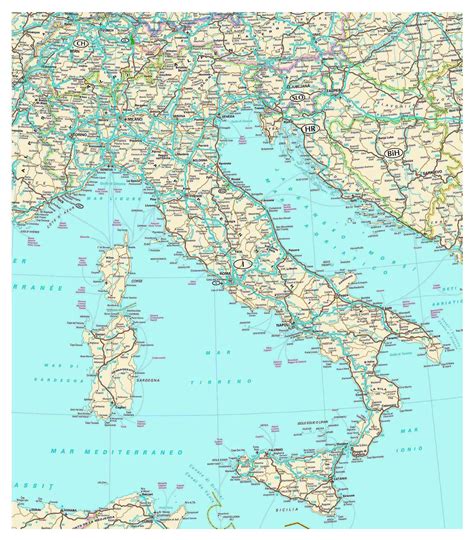 Cestni Zemljevid Italije Načrt Italiji Južna Evropa Evropa
