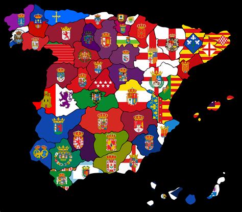 A Map Of Spain With All Of Its Province Flags Rvexillmaps