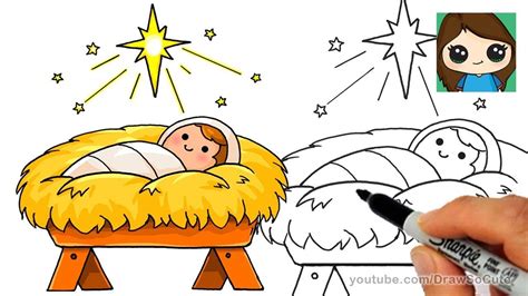 How To Draw Baby Jesus Easy Star Of Bethlehem Nativity Scene Jesus