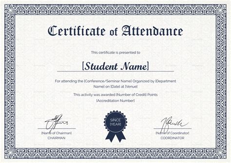 Students Attendance Certificate Design Template In Psd Word