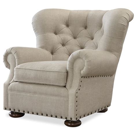 Maxwell Linen Upholstered Tufted Armchair With Nailheads Tufted Arm