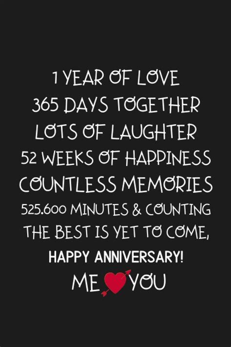 1 Year Of Love 365 Days Together Lots Of Laughter 52 Weeks Of Happiness