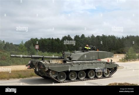 British Challenger 2 Tank Driving With It Turret Reversed During A
