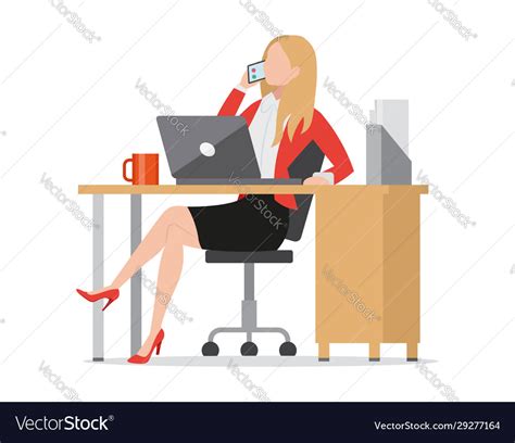 Busy Businesswoman Talking On Phone Flat Style Vector Image