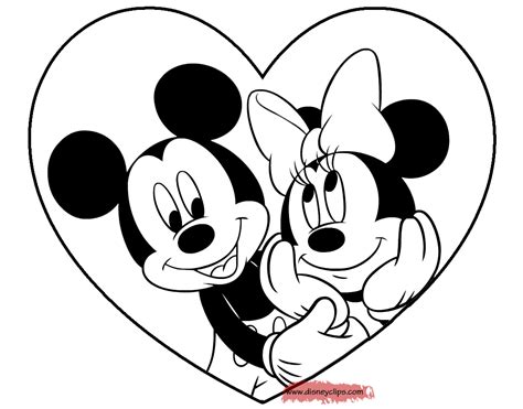Mickey And Minnie Mouse Valentine Coloring Pages