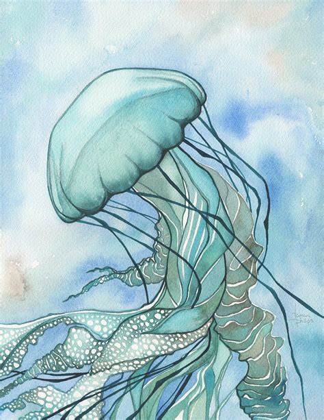 A Painting Of A Jellyfish In The Water
