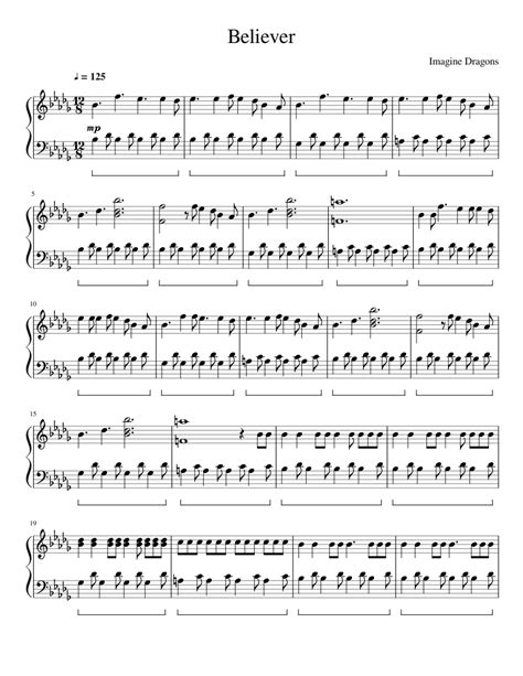 Free sheet music for piano. Believer - Imagine Dragons sheet music for Piano download ...