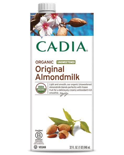 Cadia Organic Almond Milk Unsweetened 12 X 32 Oz Organic Products