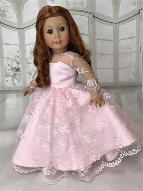 Pink Lace Dress Ball Gown For American Girl Doll American Girl Dress