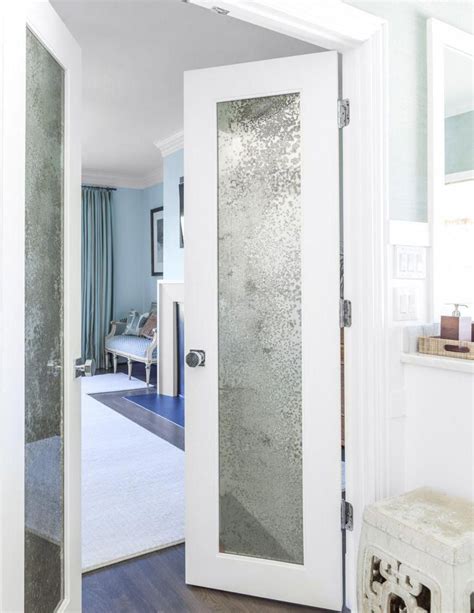 Mercury Glass Mirrored French Doors In Master Bathroom Give It A Glam