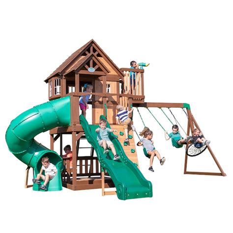 Backyard Discovery Skyfort With Tube Slide Residential Wood Playset