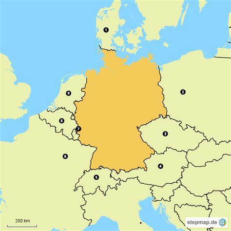 StepMap Nachbarländer Deutschlands Landkarte für Deutschland
