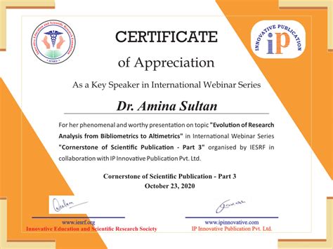 Certificate Of Appreciation For Speakers Samples