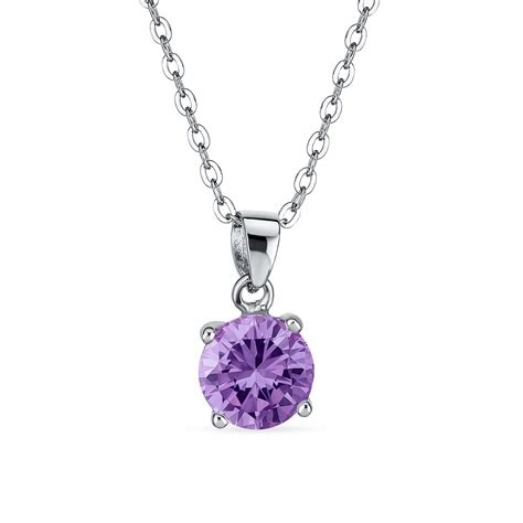 2CT Solitaire Lavender Purple Pendant Imitation Alexandrite AAA CZ