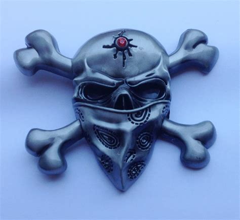 Skull Belt Buckle With Pewter Finish Sw By57 Suitable For 4cm Wideth