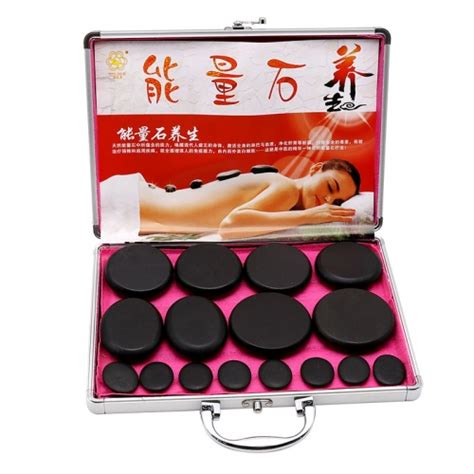 16pcs Set Spa Hot And Cold Heat Energy Natural Stone Hand Made Black Polished Energy Stone For