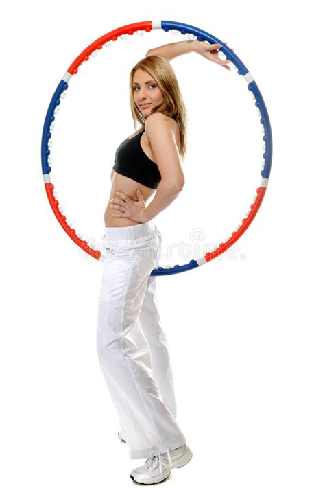 Young Fitness Woman With Hula Hoop Isolated Stock Photo Image Of