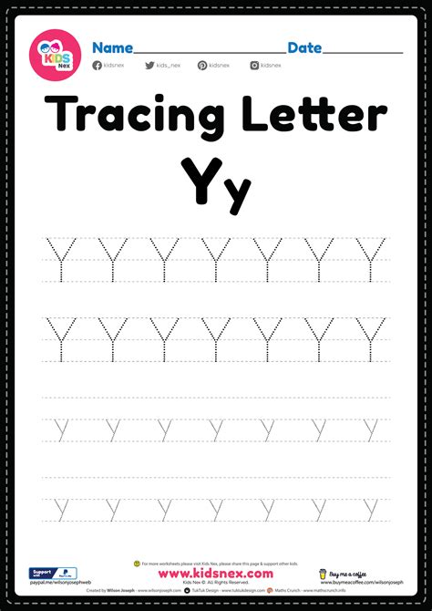 Free Printable Pdf Tracing Letter Y Alphabet Worksheet